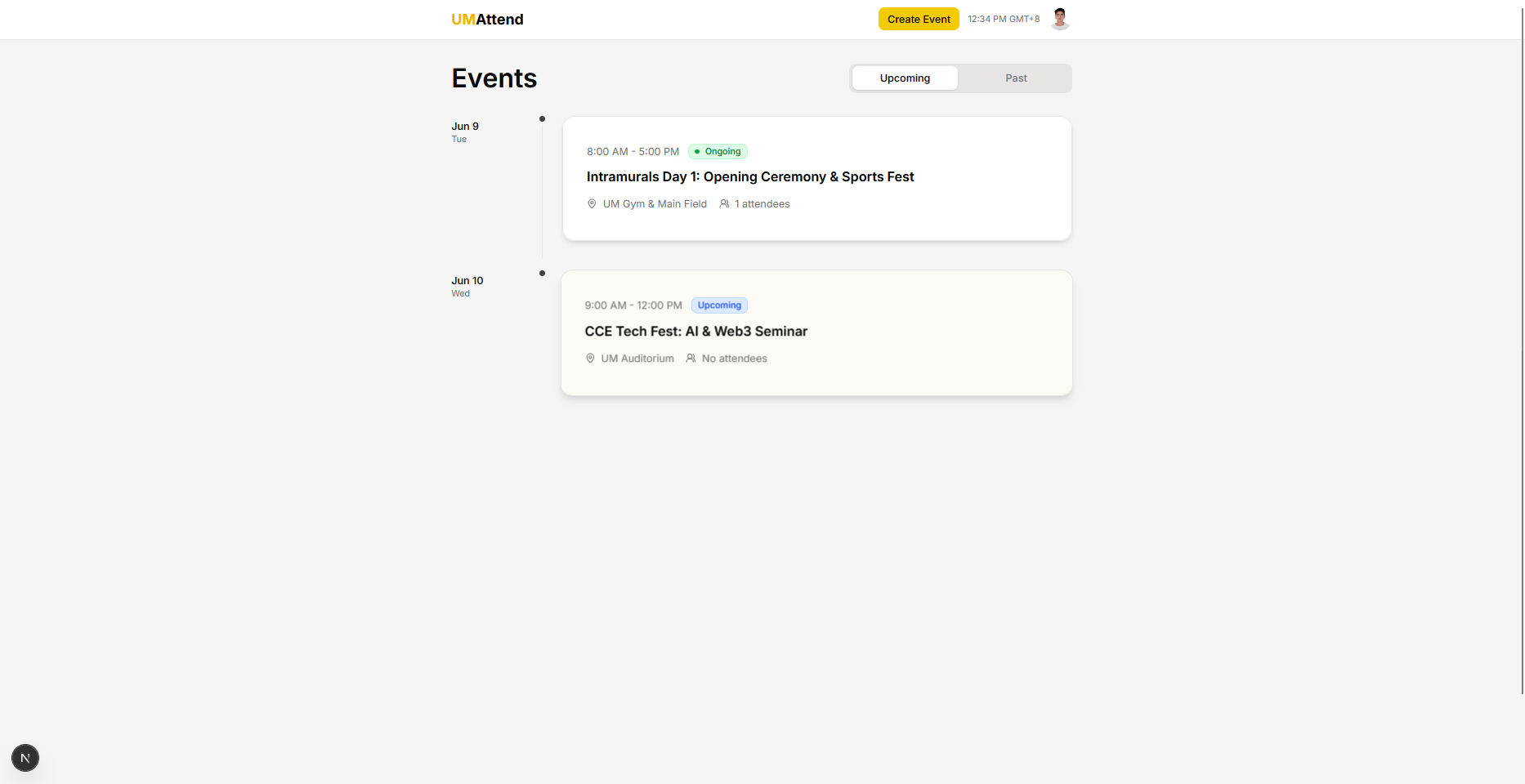 UMattend Attendance Management System screenshot 1